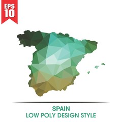 spain map on low poly color palette