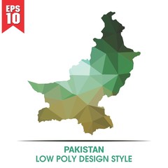 pakistan map on low poly color palette