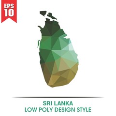 sri lanka map on low poly color palette