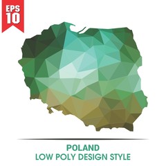 poland map on low poly color palette