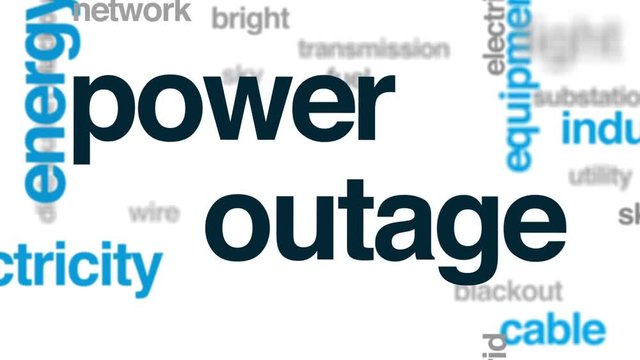 Power outage animated word cloud, text design animation.