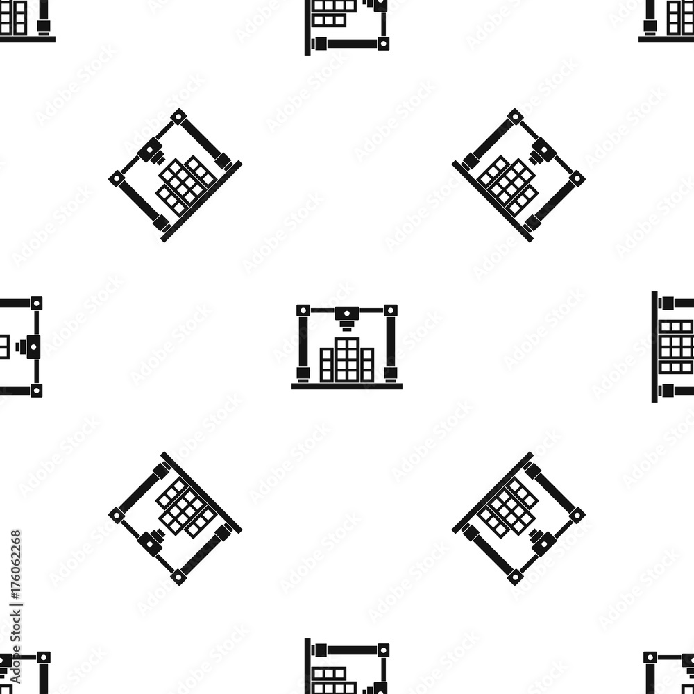 Poster 3d printer printing layout of building pattern seamless black