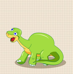 leaf of a notebook, drawing of a dinosaur, isolated, vector