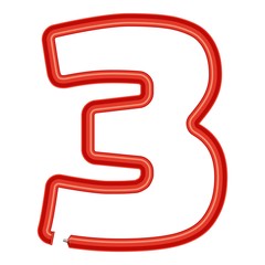 Number three plastic tube icon, cartoon style