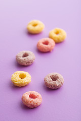 Colorful cereal rings.