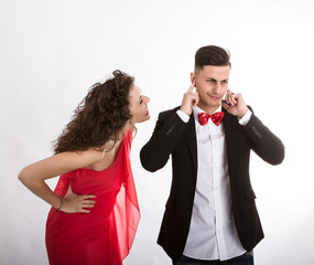 elegant couple screaming