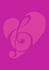 Love for music. Heart illustration.