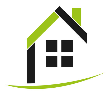 Green house logo, roof and chimney logo