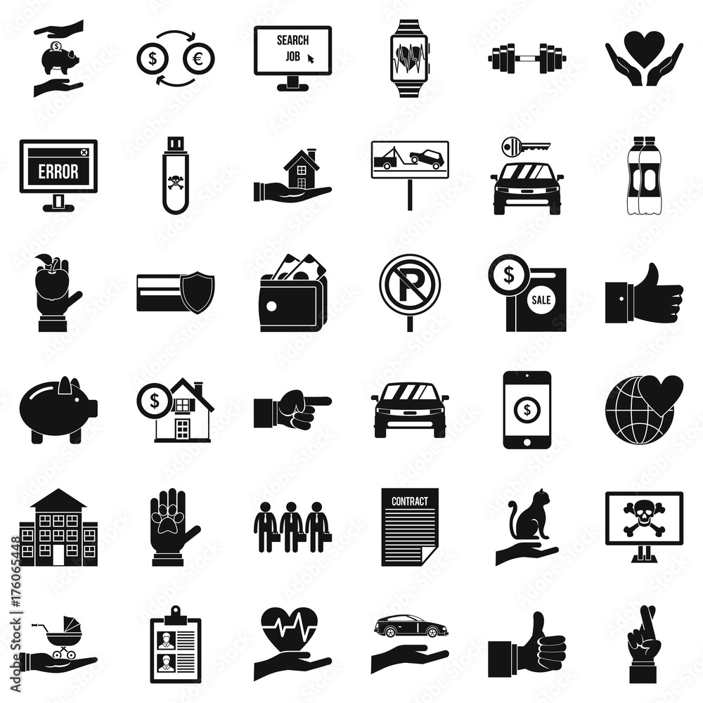 Poster monitor icons set, simple style