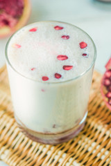 Indian dessert - lassi with pomegranate