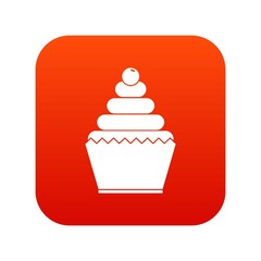 Cupcake icon digital red