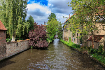The view of the beautiful historic town of Bruges.