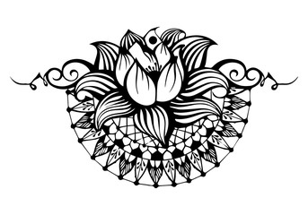Mandala flower. Decorative oriental element vintage.