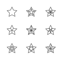 Obraz premium Christmas star symbol outline stroke design black and white color with pattern set illustration isolated on white background