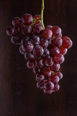 bunch of red grape with dark background