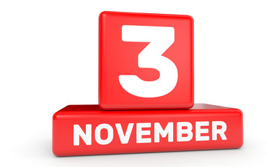 November 3. Calendar on white background.