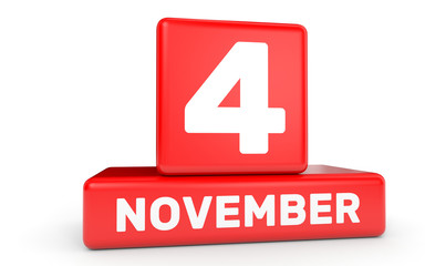 November 4. Calendar on white background.