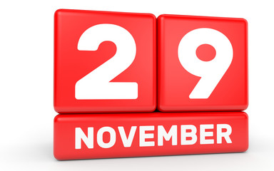 November 29. Calendar on white background.
