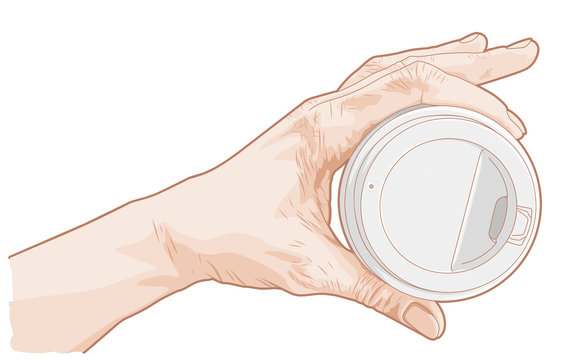Hand holding paper cup of coffee