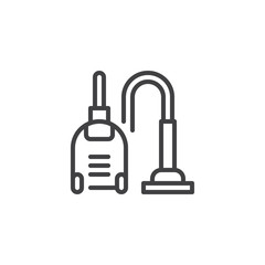 Vacuum cleaner line icon, outline vector sign, linear style pictogram isolated on white. Symbol, logo illustration. Editable stroke