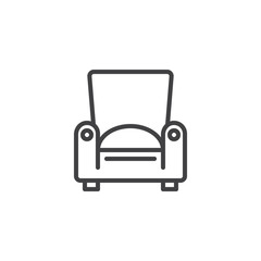 Armchair household furniture line icon, outline vector sign, linear style pictogram isolated on white. Symbol, logo illustration. Editable stroke