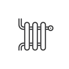 Heating radiator line icon, outline vector sign, linear style pictogram isolated on white. Symbol, logo illustration. Editable stroke