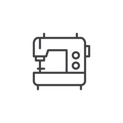 Sewing machine line icon, outline vector sign, linear style pictogram isolated on white. Symbol, logo illustration. Editable stroke