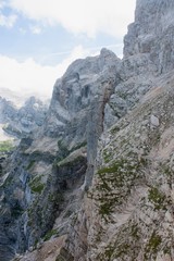 dangerous mountain path in julian alps slovenia