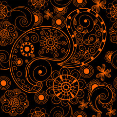 Floral mehendi pattern ornament vector illustration hand drawn henna pattern india tribal paisley background