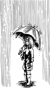 Meisje in de regen