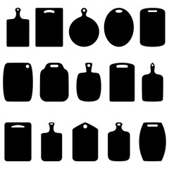 Set of silhouettes of cutting boards, vector illustration