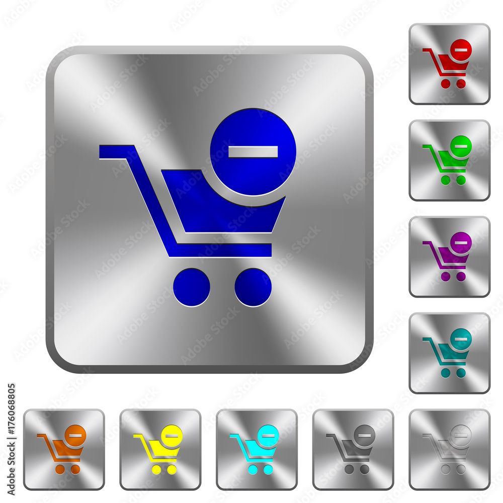 Poster remove item from cart rounded square steel buttons
