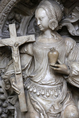 All&eacute;gorie de la Charit&eacute;. D&eacute;tail du mausol&eacute;e des cardinaux d'Amboise. Cath&eacute;drale Notre-Dame de Rouen. Allegory of Charity.