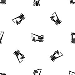 Truck crane pattern seamless black