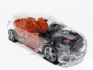 Transparent model cars.