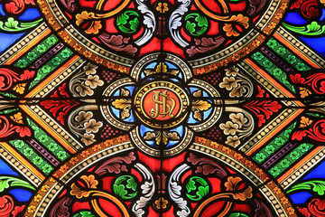 JSI. Sacred Heart Basilica. Paray-le-Monial. Stained glass window.