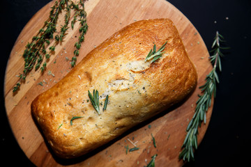 Traditional Italian ciabatta bread with herbs.