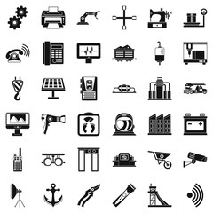 Wheelbarrow icons set, simple style