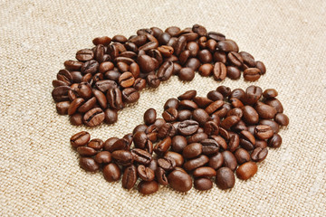 coffee beans on a sack background