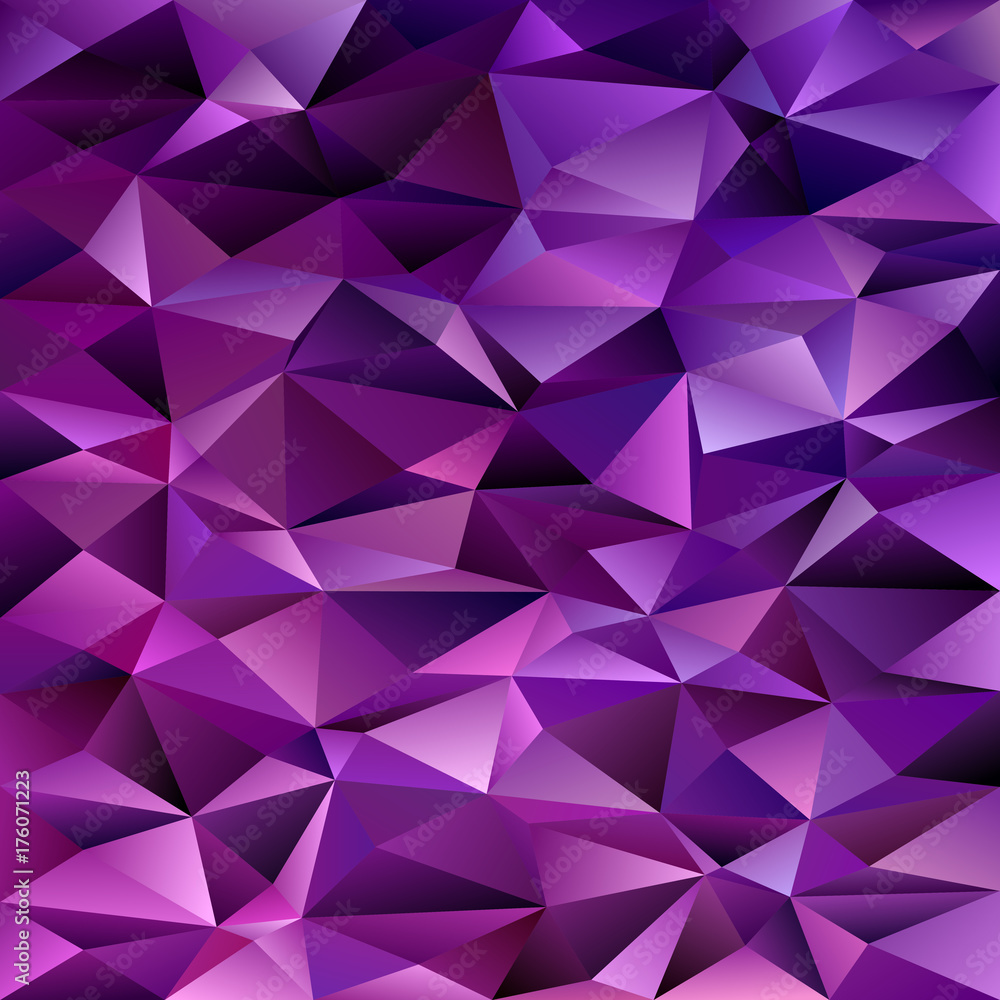 Poster geometric abstract chaotic triangle pattern background - mosaic vector graphic design from colored t