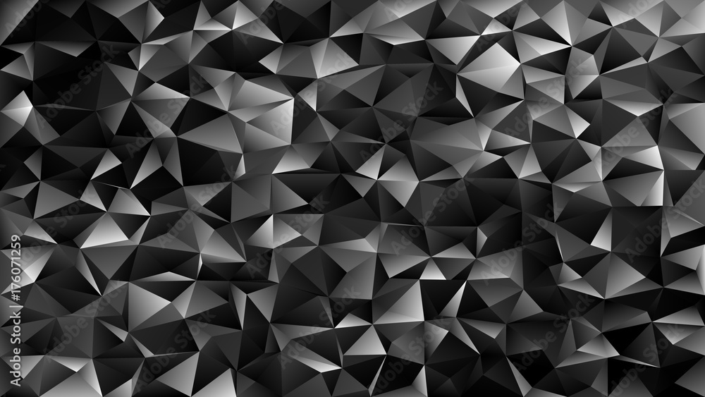 Poster black geometrical abstract tiled triangle pattern background - vector mosaic design from dark grey t