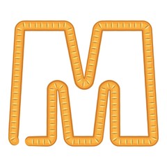 Letter m bread icon, cartoon style