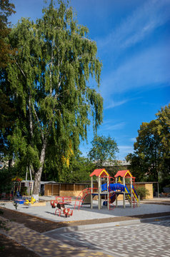 modern bright children's playground (children's playground) on the street