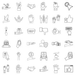 Protection icons set, outline style