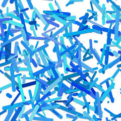 Seamless geometrical chaotic rotated stripe pattern background - vector graphic from blue rounded stripes on white background