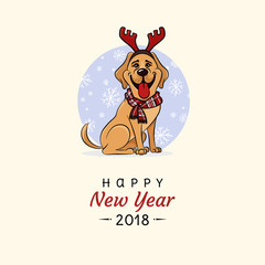 Labrador congratulates on the new year, 2018 year of the dog