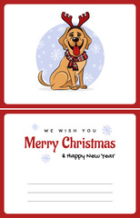 greetings card We wish You a Marry Christmas and Happy New Year, funny Labrador