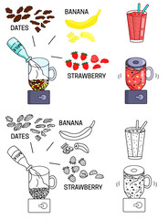 Recipe detox smoothies Strawberry drink DIY instruction including sketch