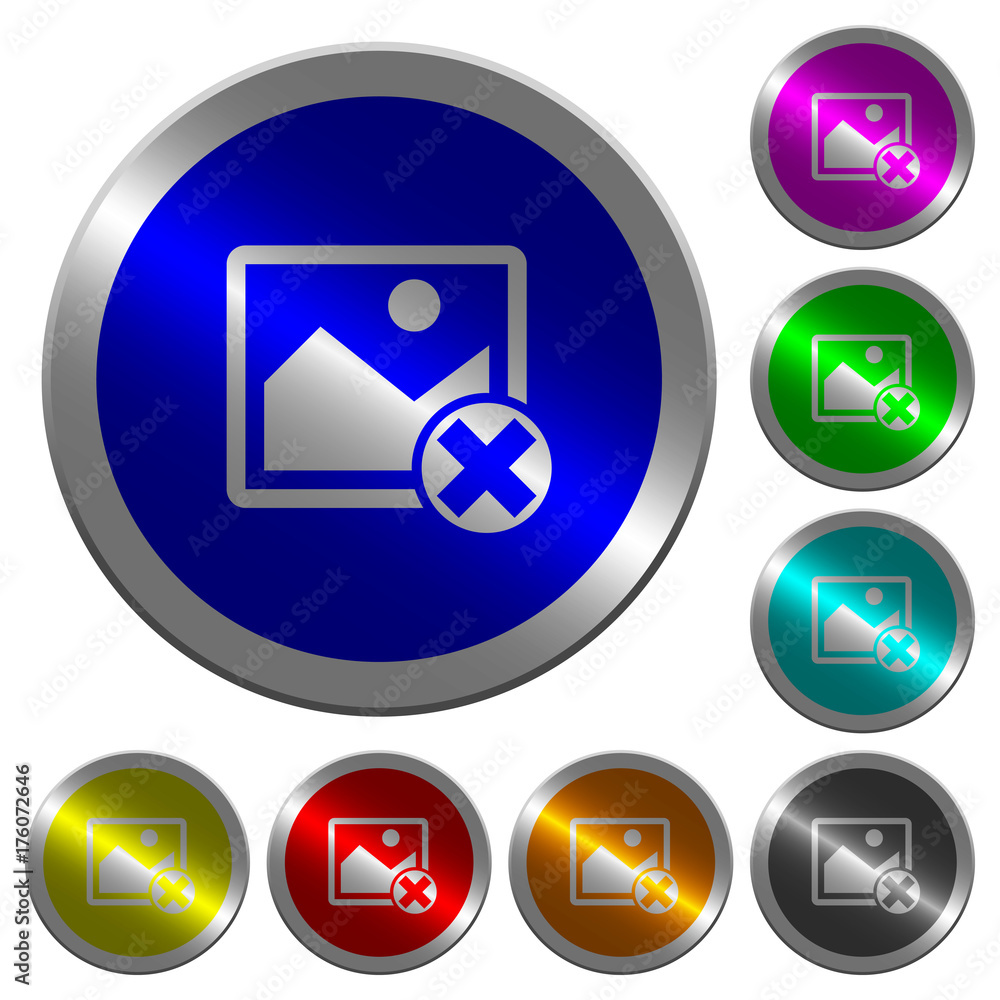 Poster cancel image operations luminous coin-like round color buttons