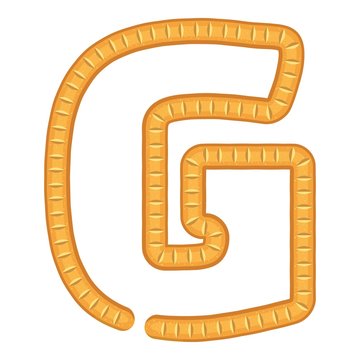 Letter g bread icon, cartoon style
